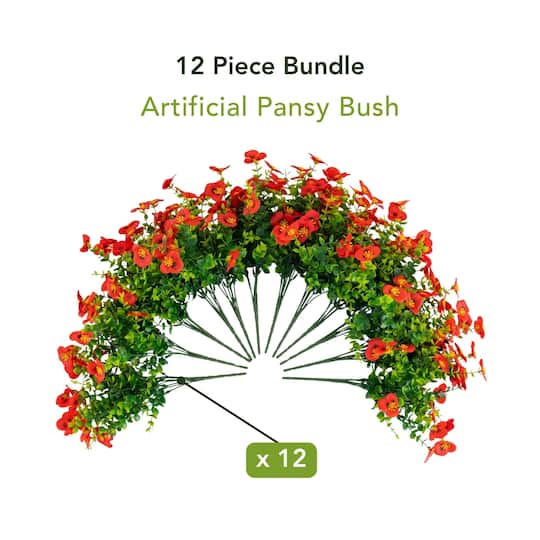 13" UV Resistant Artificial Pansy Bushes